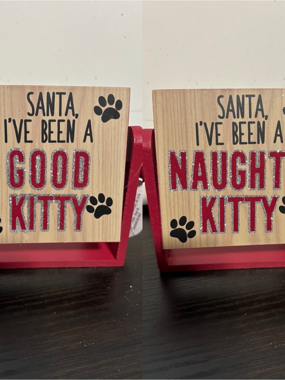 Good/ Naughty kitty flip sign